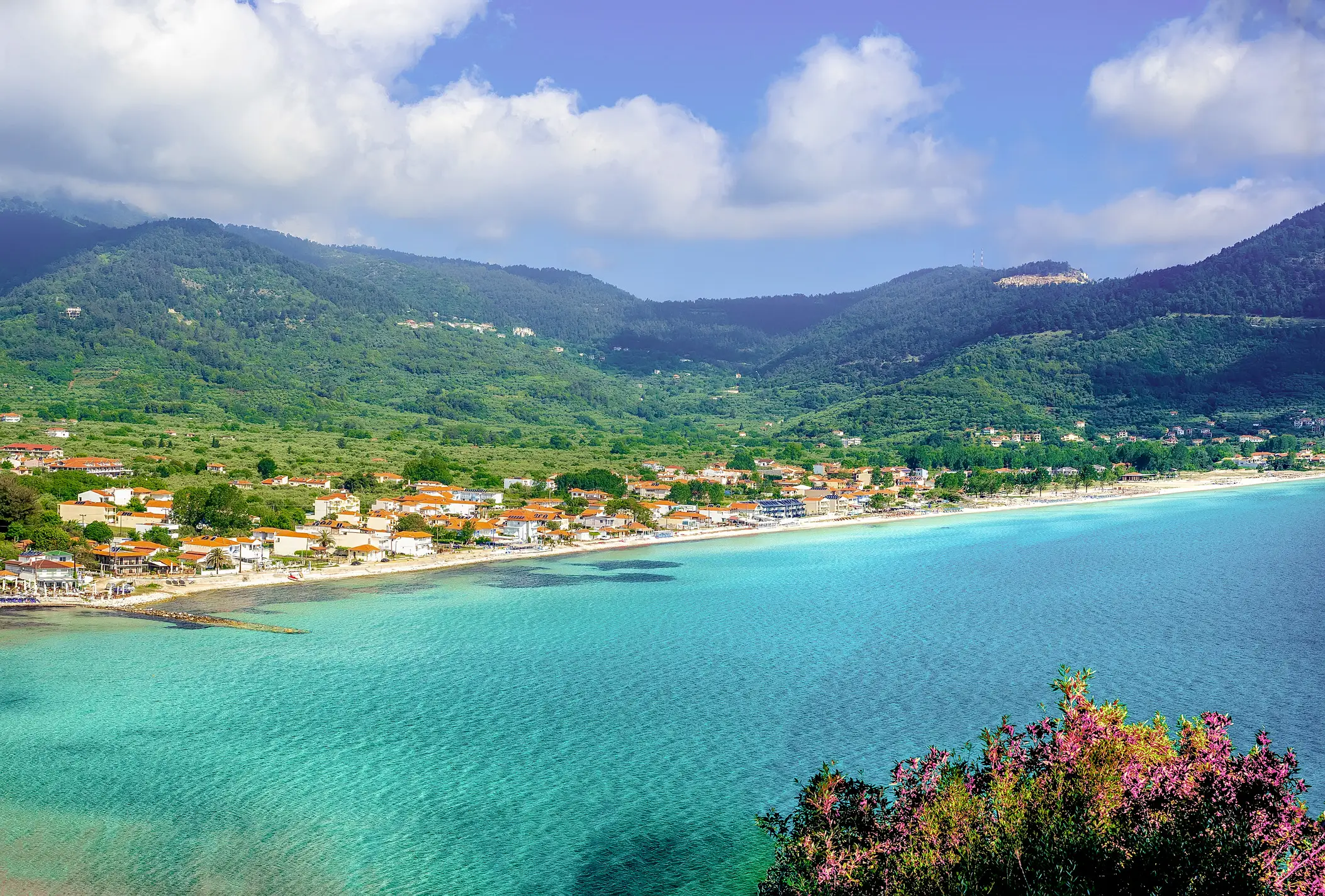 Landscape with Potamia village on Thassos, Aegean Sea, Greece

