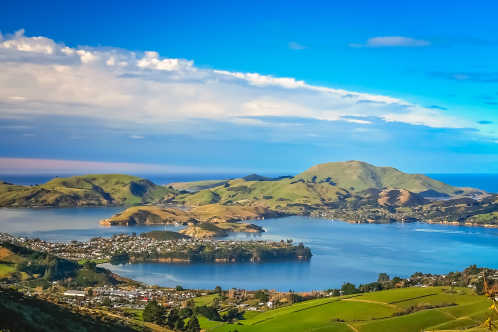 City of Dunedin on the Otago Peninsula, South Island, New Zealand.