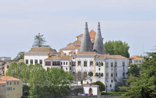 Blick auf den Palacio Nacional in Sintra, Portugal