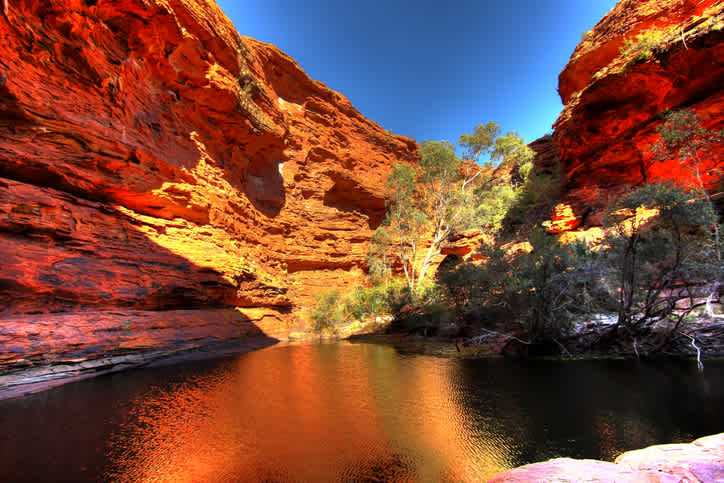 Admirez la beauté et les couleurs ocres de Kings Canyon en vous aventurant le parc national du Watarrka pendant votre voyage en Australie.