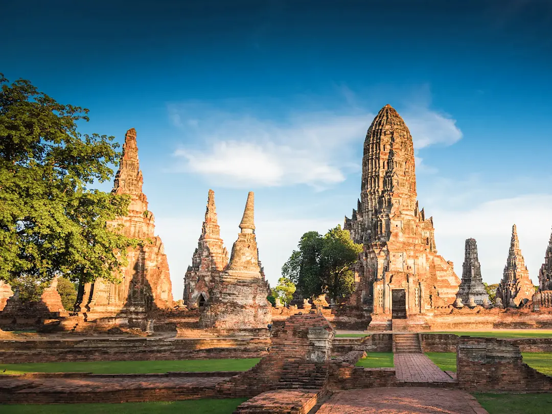 Thailand, Zentralthailand, Ayutthaya, Wat Chaiwatthanaram Historischer buddhistischer Tempel. Ayutthaya, Zentralthailand, Thailand.