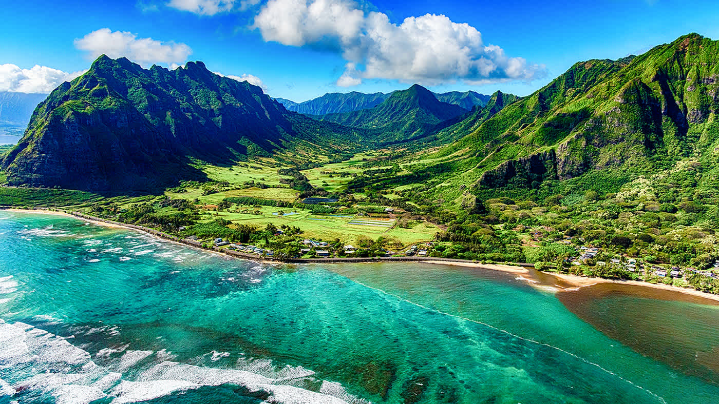 Coast and mountain landscape of Hawaii in North America