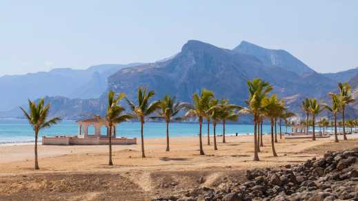 Strand mit Palmen in der Nähe von Salalah im Oman