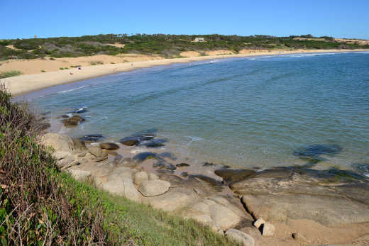 Blick auf dem Playa Grande, Punta del Diablo, Uruguay

