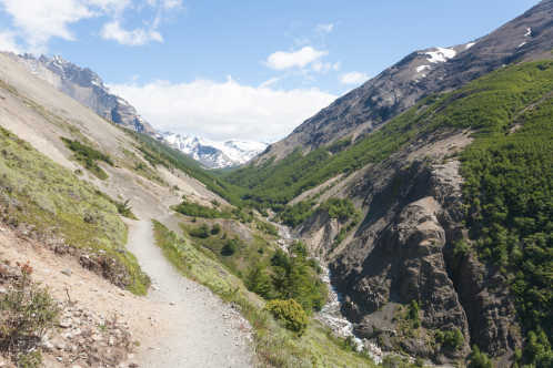 Vue de la vallée d'Ascencio dans la région de Patagonie au Chili.