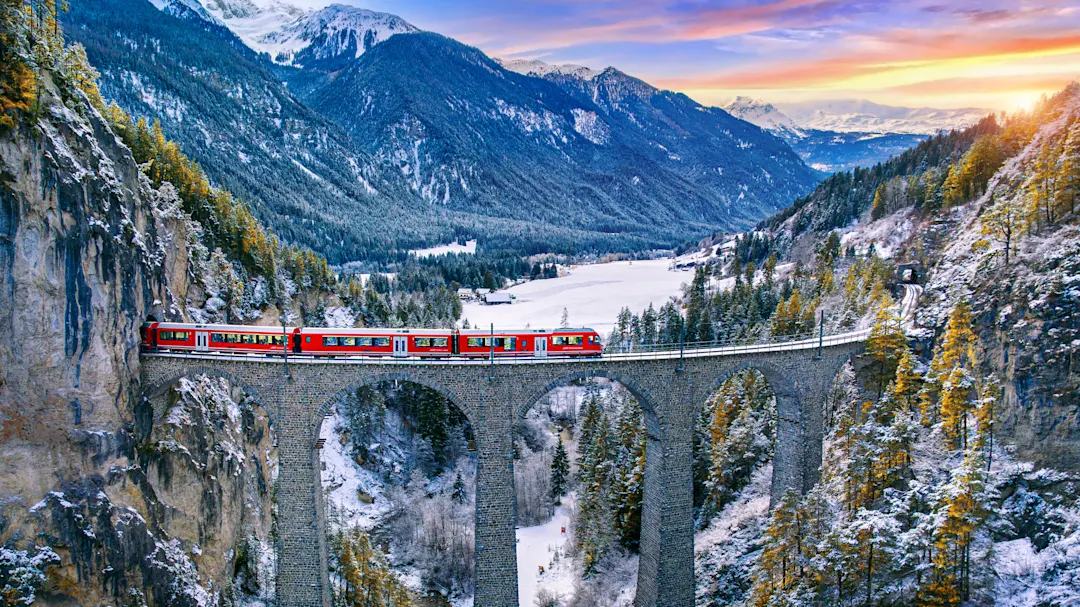 Switzerland, Train - Vehicle, Winter, Travel, Europe