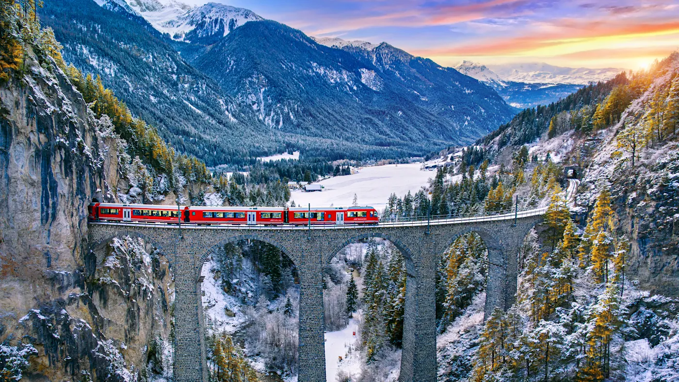 Switzerland, Train - Vehicle, Winter, Travel, Europe