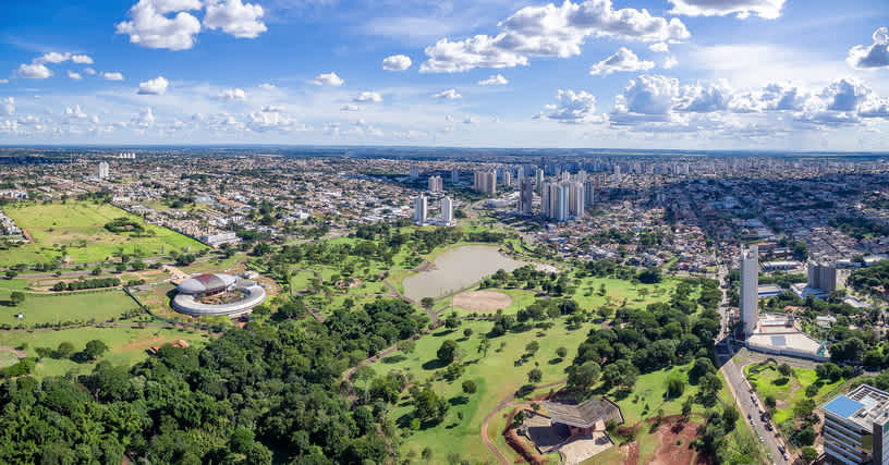 Brésil, Campo Grande, Vue aérienne de la ville et ses vastes étendues
