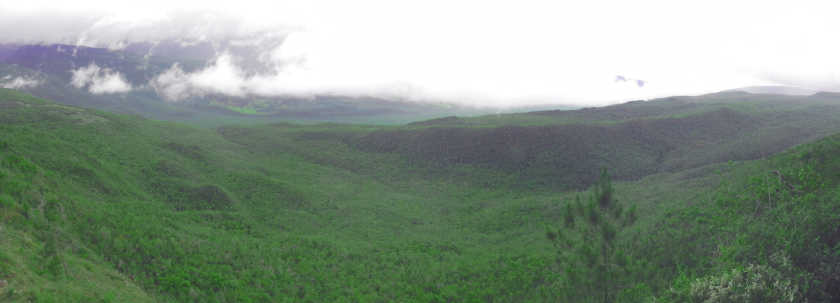 Die grünen Berge des Pelempito del Hoyo bei Pedernales