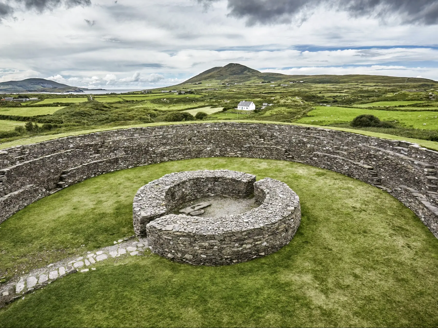 Circular stone formation in the Ring of Kerry, Ireland.