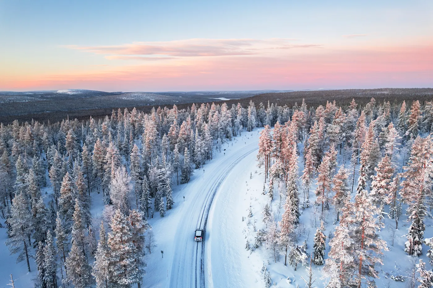 Winter, Finnland, Finnisch-Lappland, Auto, Landschaft