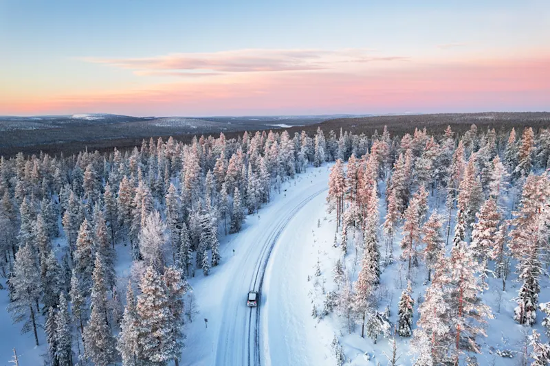 Winter, Finnland, Finnisch-Lappland, Auto, Landschaft