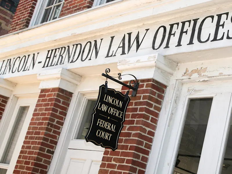 Die historische Lincoln-Herndon Law Office Fassade in Springfield. Springfield, Illinois, Vereinigte Staaten.