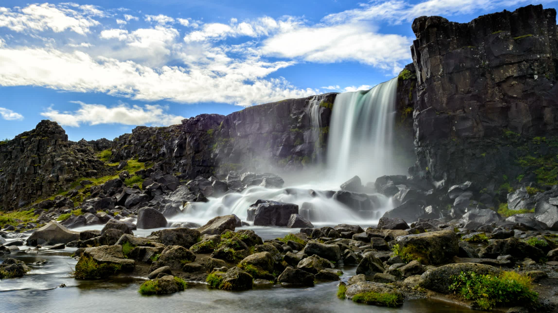 Öxarárfoss Wasserfall in Thingvellir Nationalpark, Island. 
