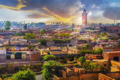 Panoramablick von Marrakesch in Morokko