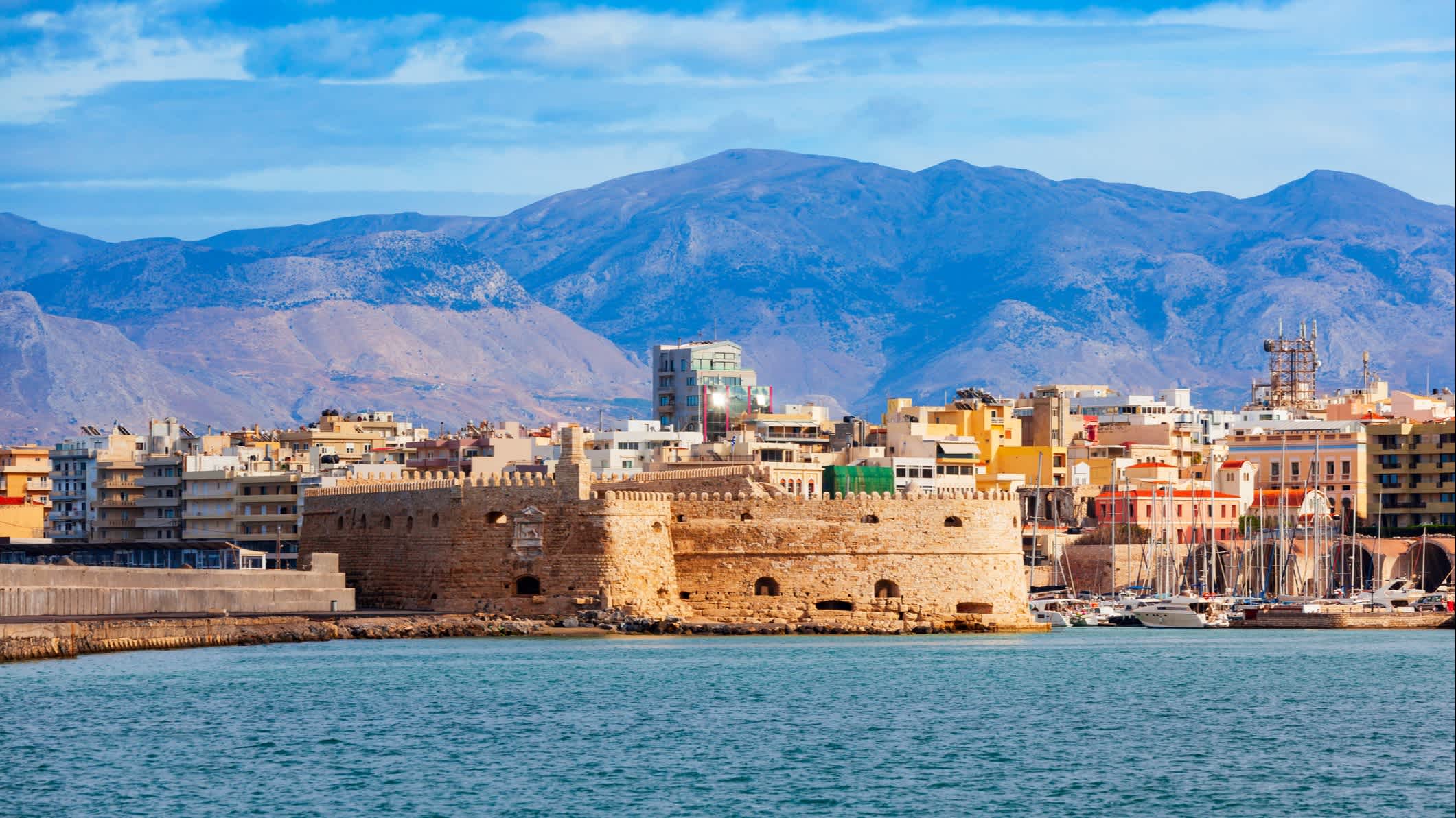 Blick auf der Festung Koules in Heraklion Stadt, Kreta, Griechenland. 