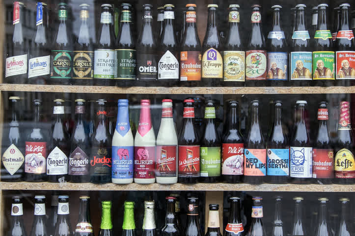 A showcase of Belgian beers, one of the great specialities of Belgium to be tasted in moderation during your holidays in Belgium!