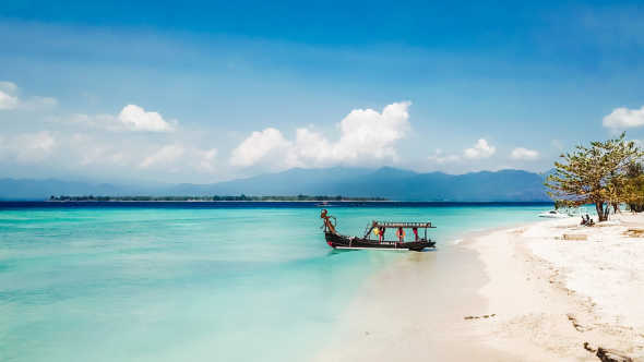 Traumstrand auf den Inseln von Gili Trawangan, Bali, Indonesien