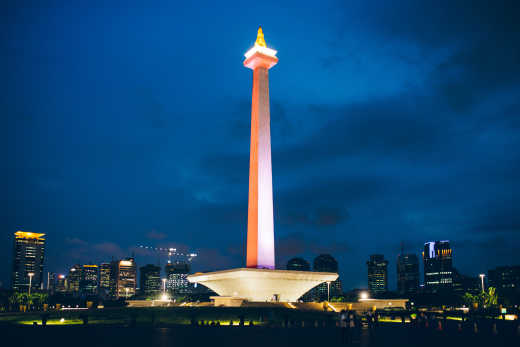 Der Blick zum Nationaldenkmal in Jakarta, Indonesien. 

