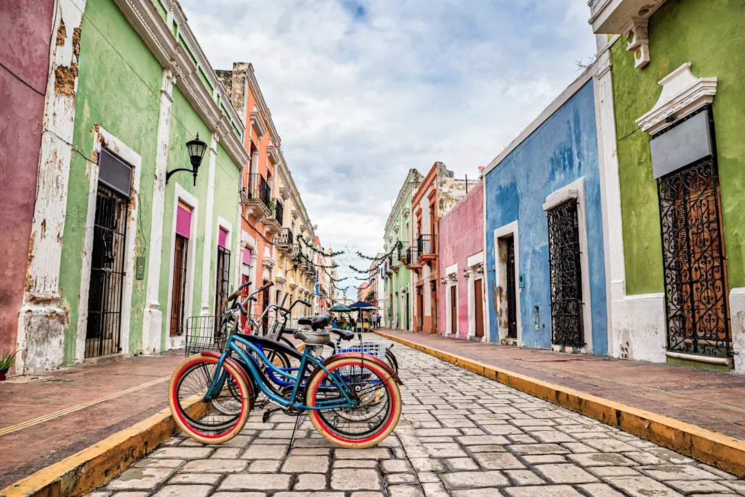 Bunte Gebäude in Campeche, Mexiko

