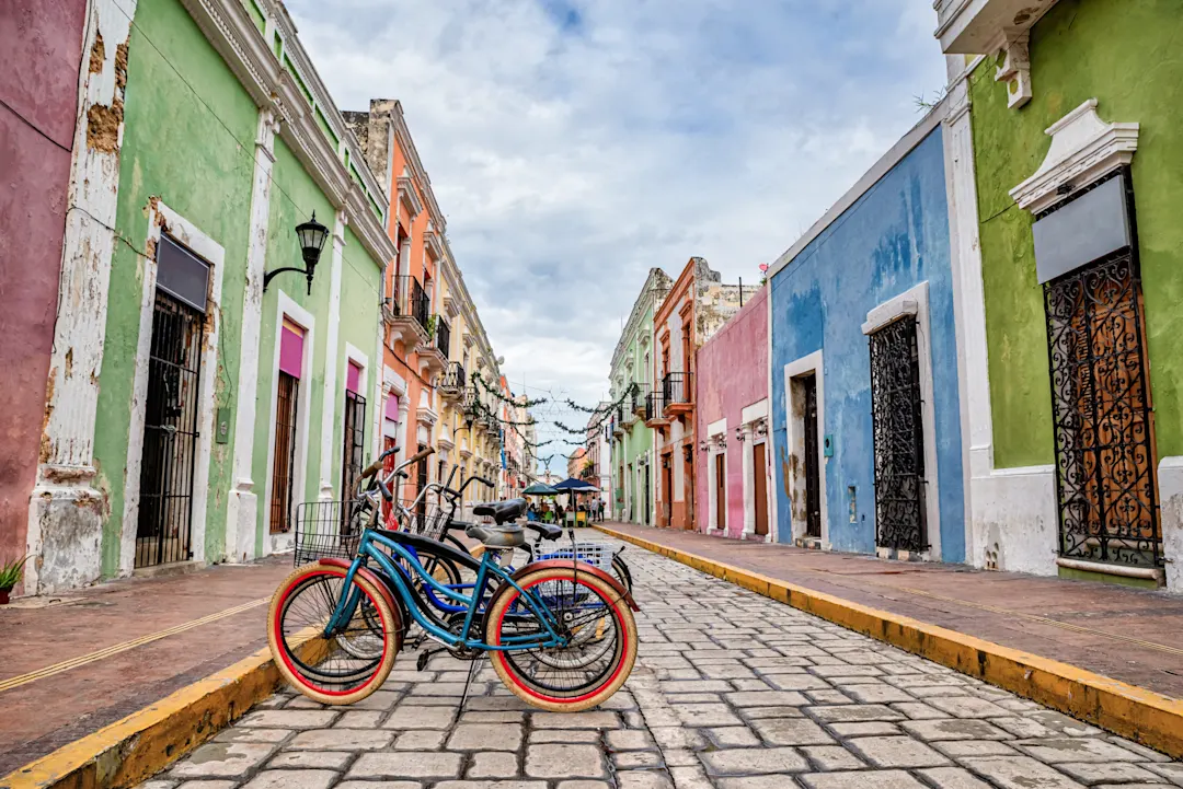 Bunte Gebäude in Campeche, Mexiko

