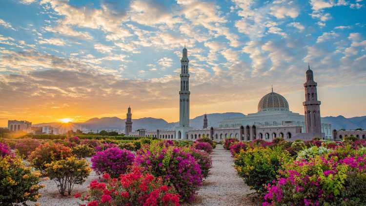 Ne manquez pas la Grande Mosquée de Mascate à Oman lors d'un voyage au Moyen-Orient.
