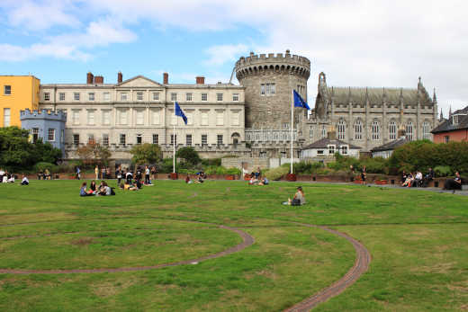 View from the park in front of Dublin Castle in Ireland