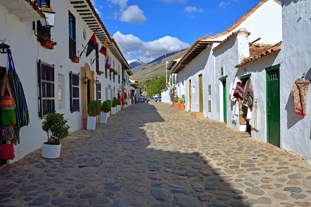 Straße in Villa de Leyva, Kolumbien.