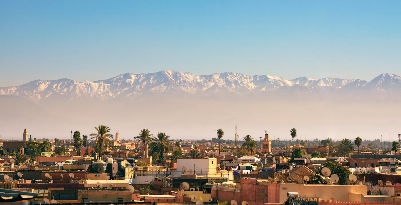 Panorama der Stadt Marrakesch in Marokko.