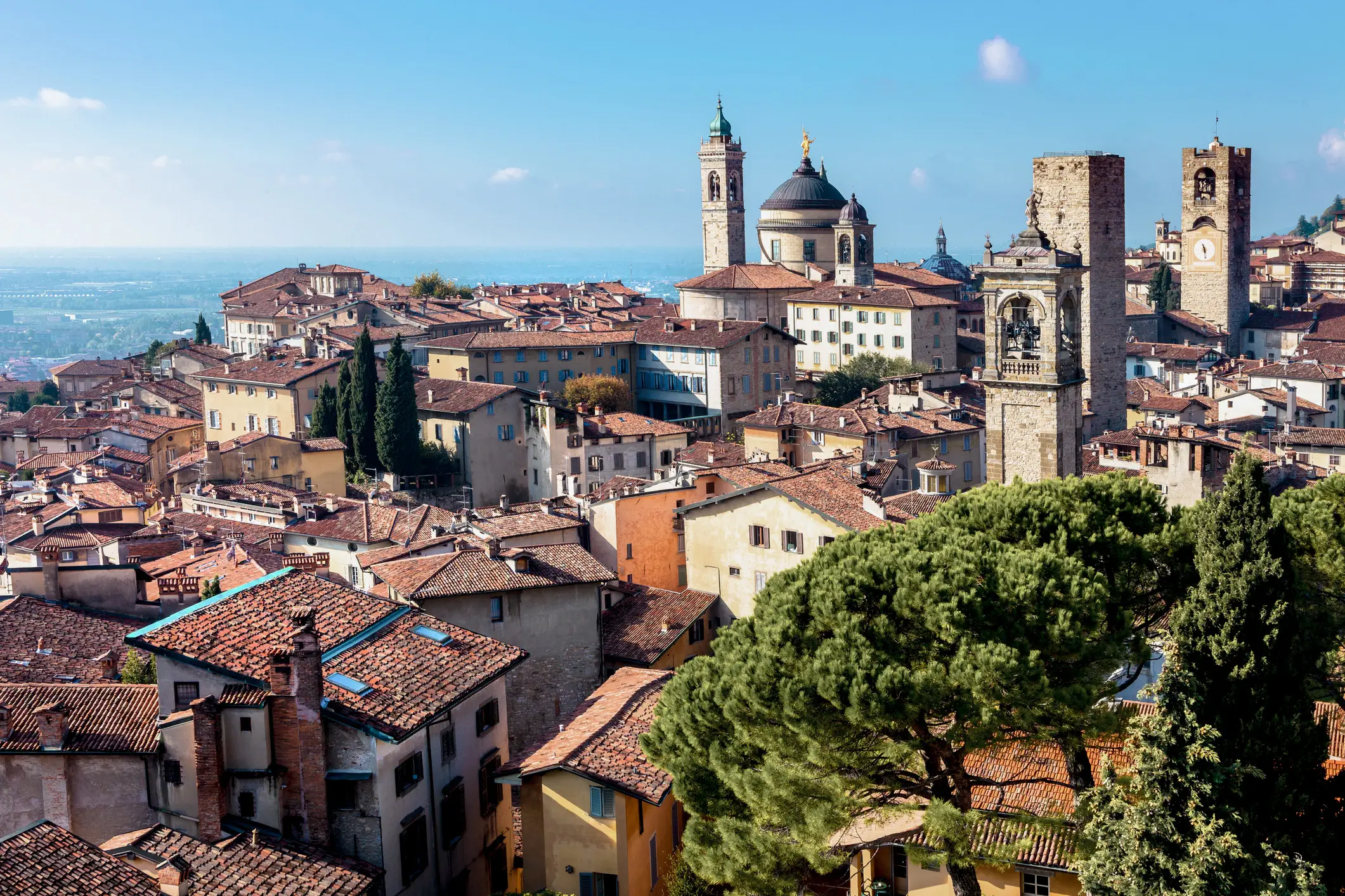 The panorama of Bergamo, Lombardy, Italy.