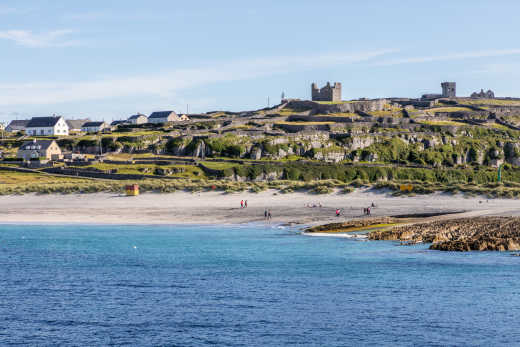 beautiful view of the sea and Aran Islands in Galway, Ireland