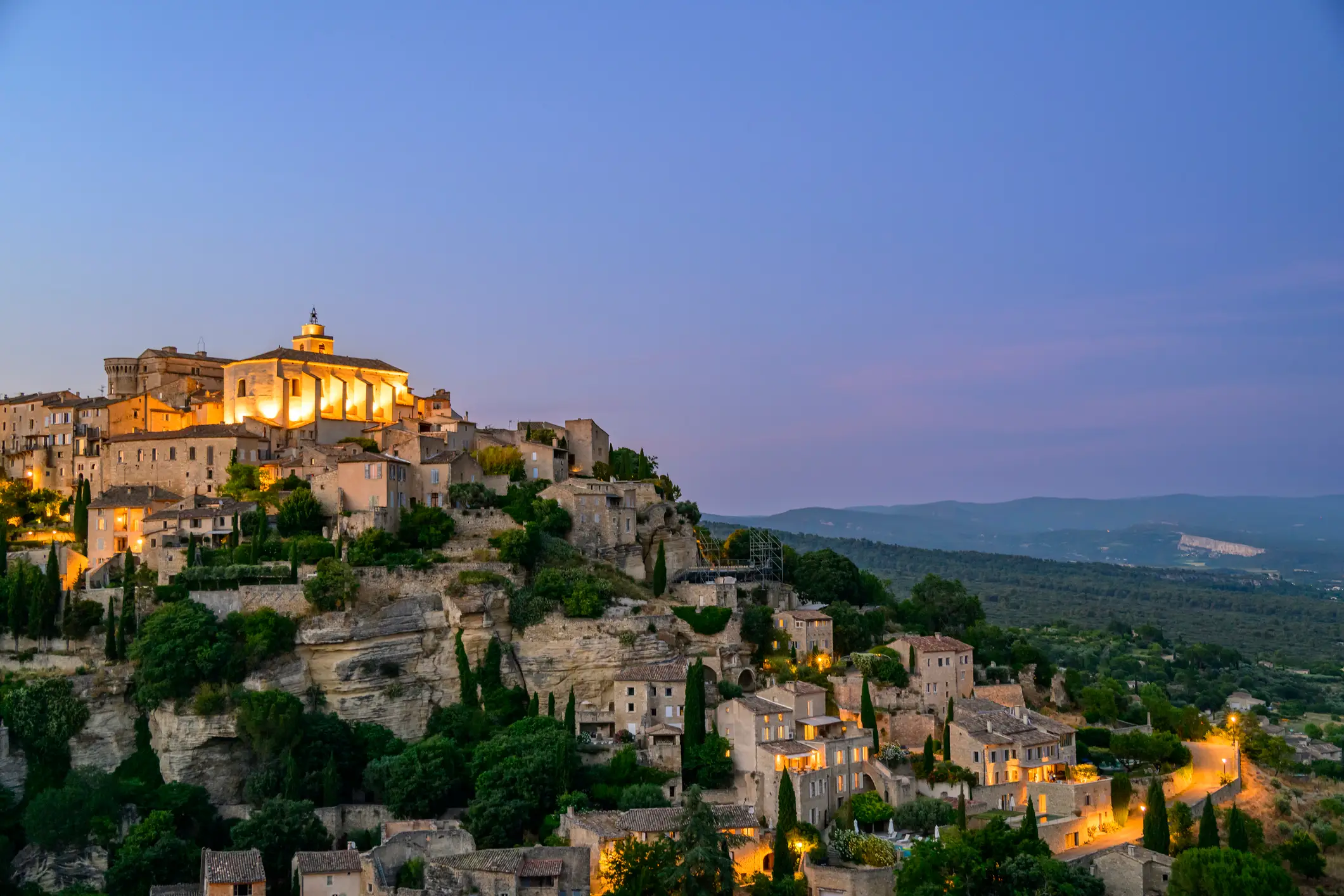 Gordes village evening view in the Provence Gordes village evening view in the Provence