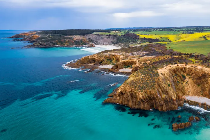 Luftaufnahme der Känguru-Insel, die südwestlich von Adelaide, Australien, liegt. 