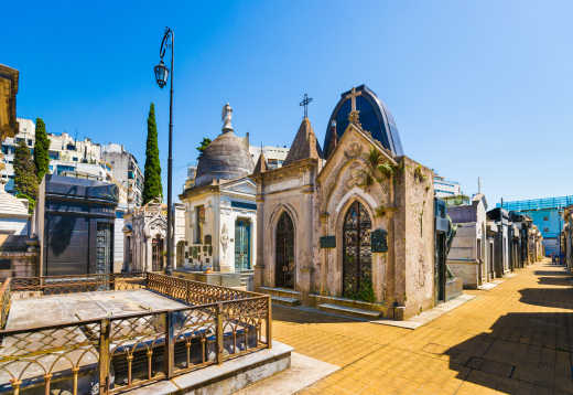 View of mausoleums at Recoleta Cemetery in Buenos Aires