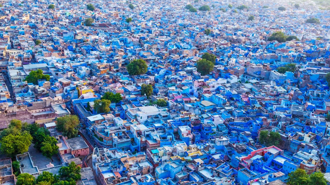 Jodhpur "Blaue Stadt" in Indien Jodhpur die "blaue Stadt" in Rajasthan Staat in Indien. Blick vom Mehrangarh Fort.