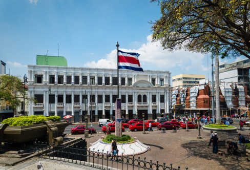 Der Town Square im historischen Zentrum von San José in Costa Rica.
