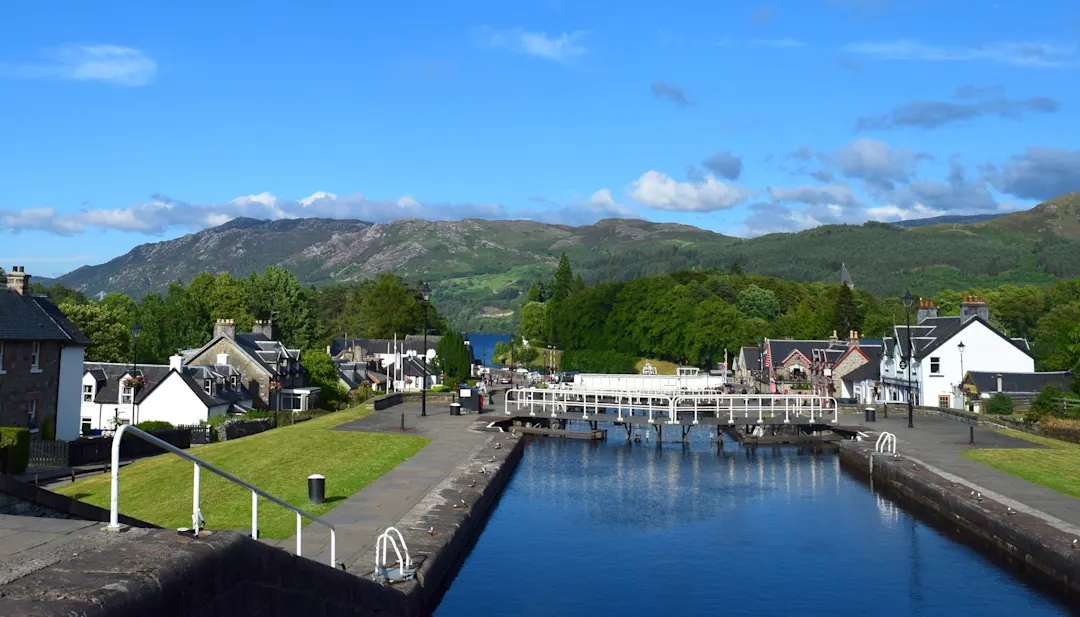 Fort Augustus, Schottland Schleusen in dem kleinen Ort Fort Augustus