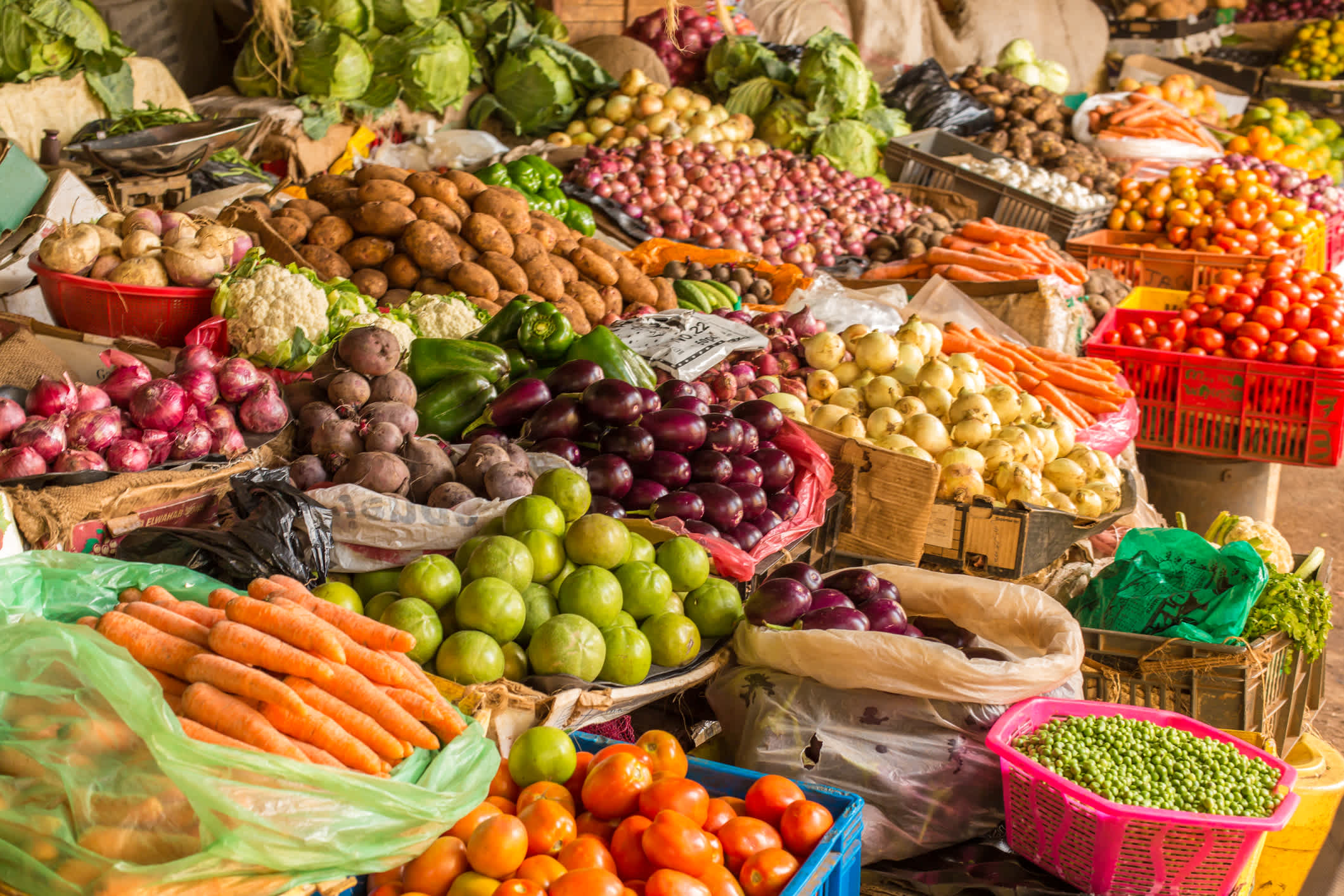 Fruits and vegetables at the street market in Nairobi, Kenya, Africa.