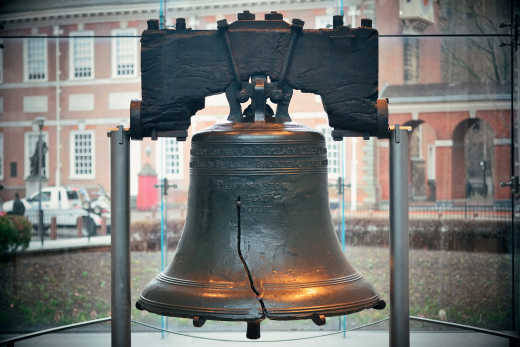 Le Liberty Bell, cloche en fonte située à Philadelphie, aux États-Unis