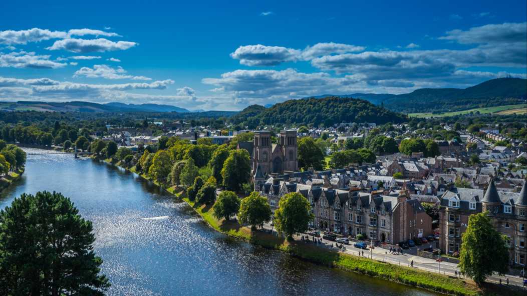 Discover the city of Inverness, pictured here from above, on a Scottish tour