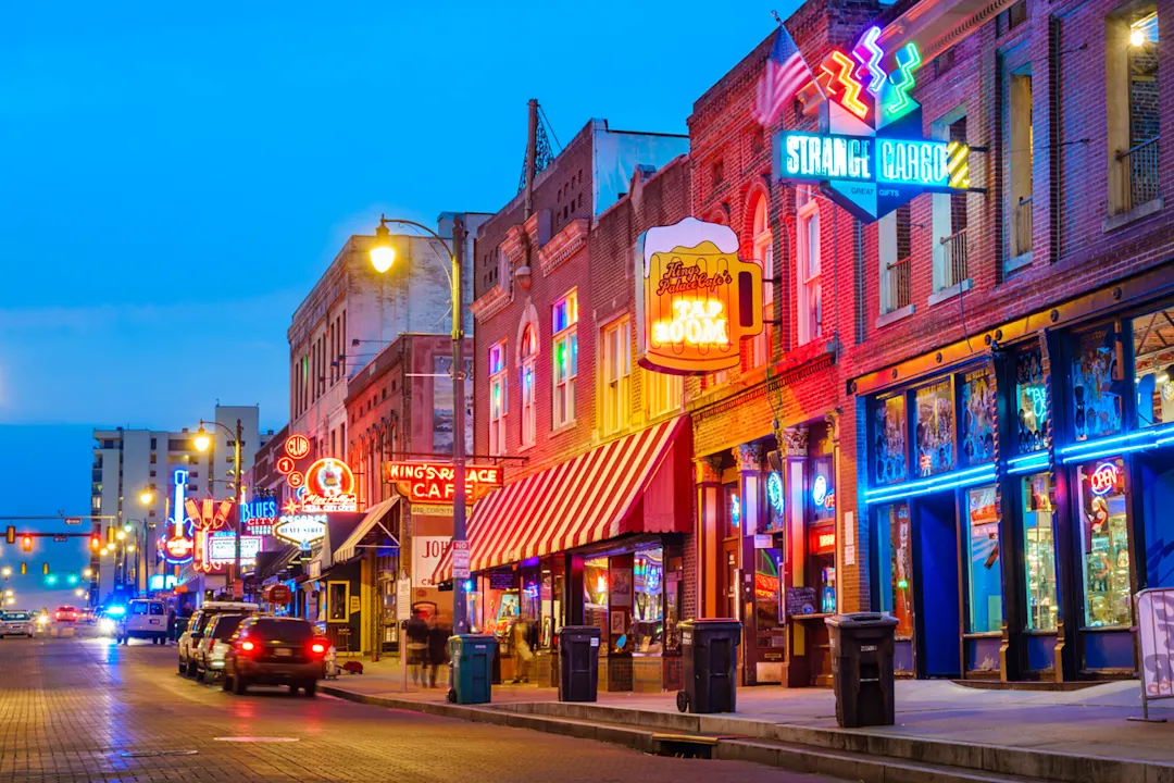 Beale Street, Memphis Beale Street-Viertel in Memphis, Tennessee, VEREINIGTE STAATEN