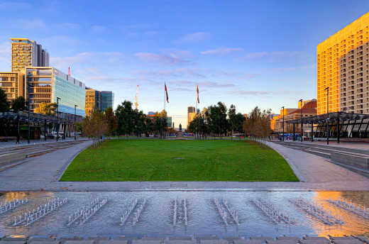  Sunrise at the of Victoria Square in Adelaide, Australia. 