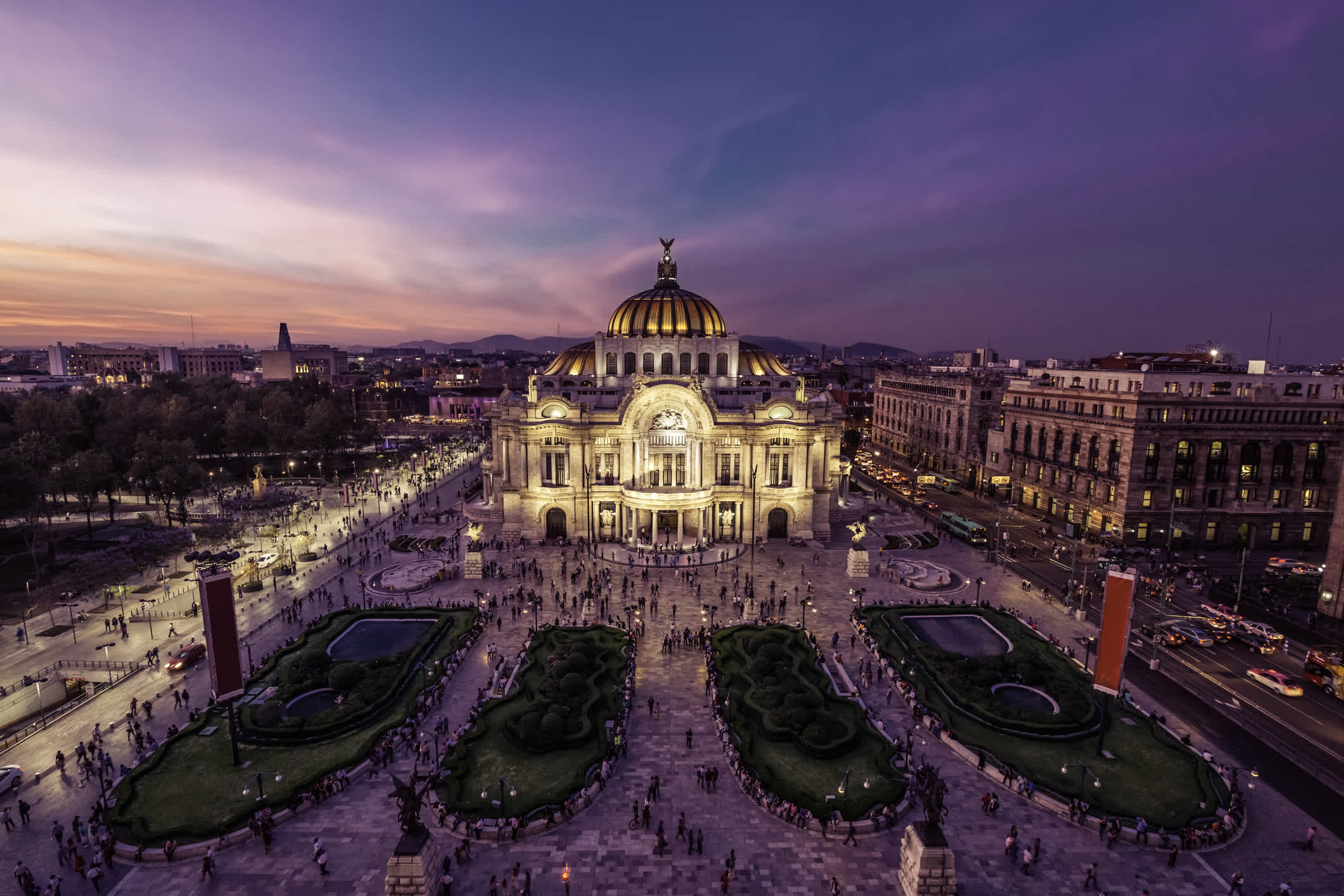 Le centre-ville de Mexico au crépuscule, Mexique
