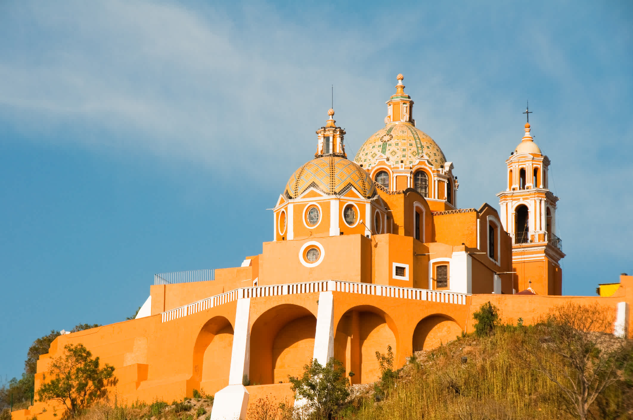 Blick auf das Heiligtum der Virgen de los Remedios in Puebla, Mexiko