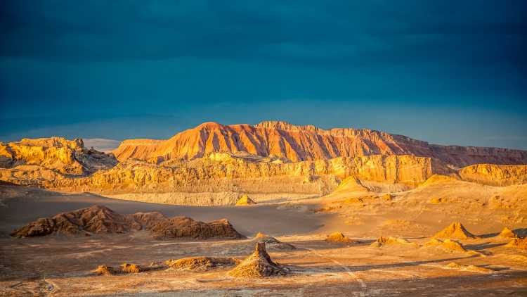 Admire the Atacama Desert, pictured here in the evening, on a Chile vacation