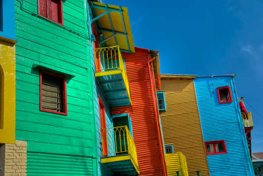 The Caminito street in La Boca, an area famous for its colorful houses in buenos Aires