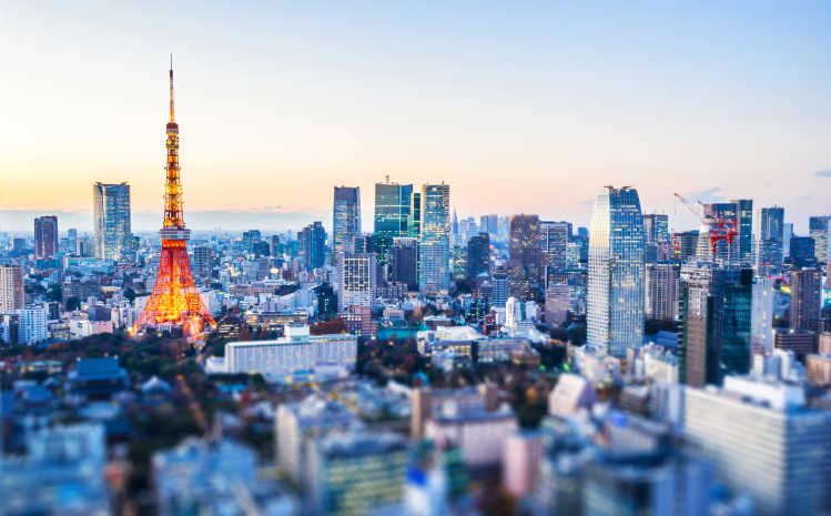 Panoramablick von Tokyo am Nacht, Japan.

