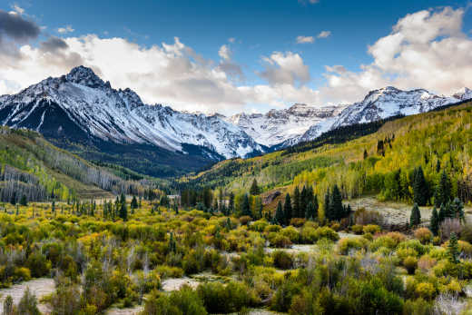 Vue sur les paysages des Rocky Mountains du Colorado, à la frontière de Dallas

