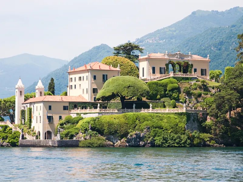 Comer See, Lenno, Lombardei, Italien Historische Villa del Balbianello mit Garten am Comer See, Lenno, Lombardei, Italien