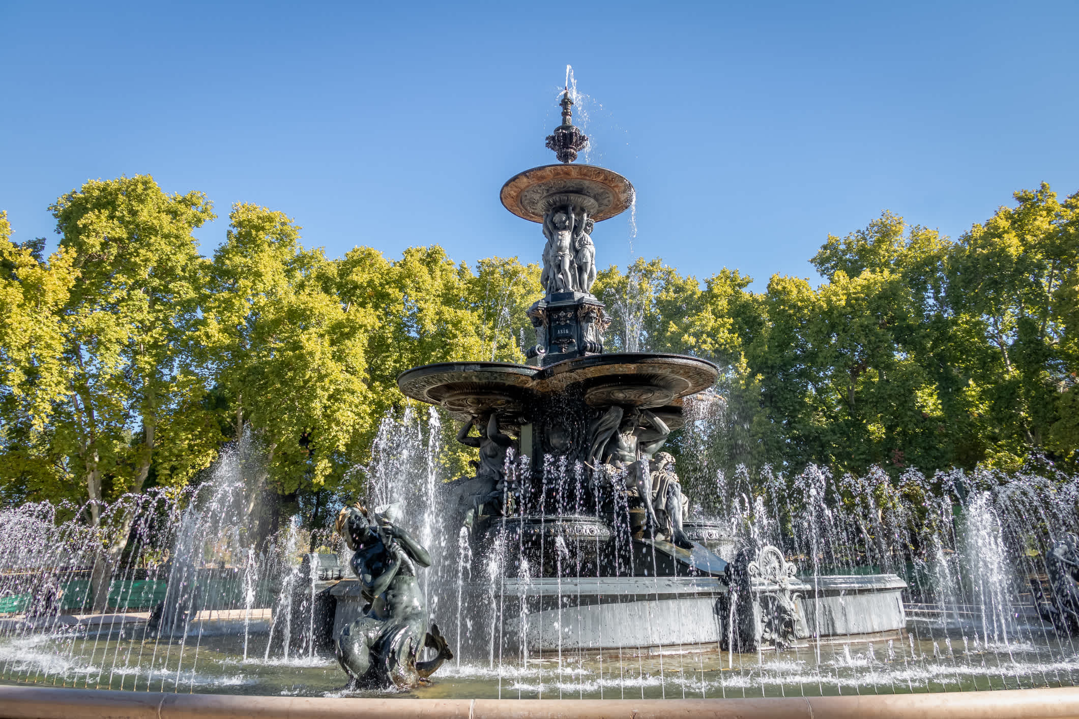 Brunnen der Kontinente an General San Martin Park in Mendoza, Argentinien.